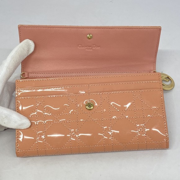 Christian Dior Cannage Long Wallet Enamel Pink - Picture 5 of 12